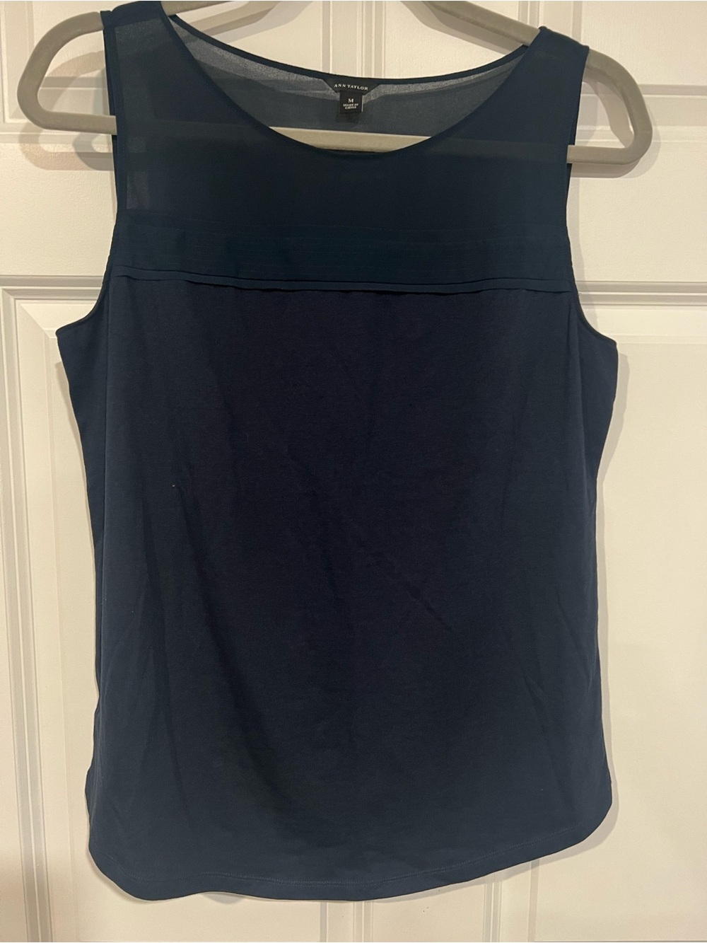 Ann Taylor Navy Sleeveless Sheer Yoke Camisole